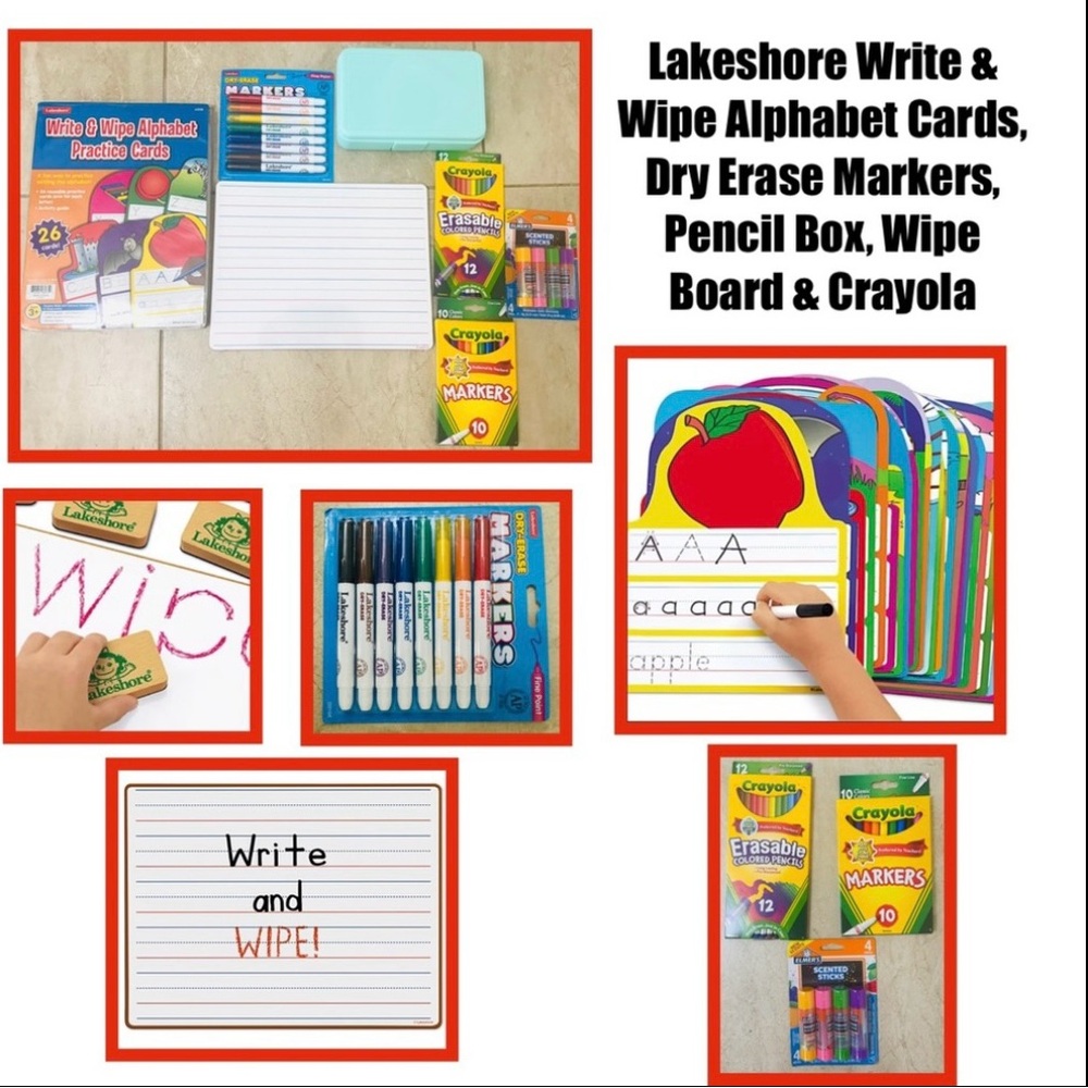Lakeshore Write & Wipe Alphabet Cards, Dry Erase Markers, Wipe Board & Crayola